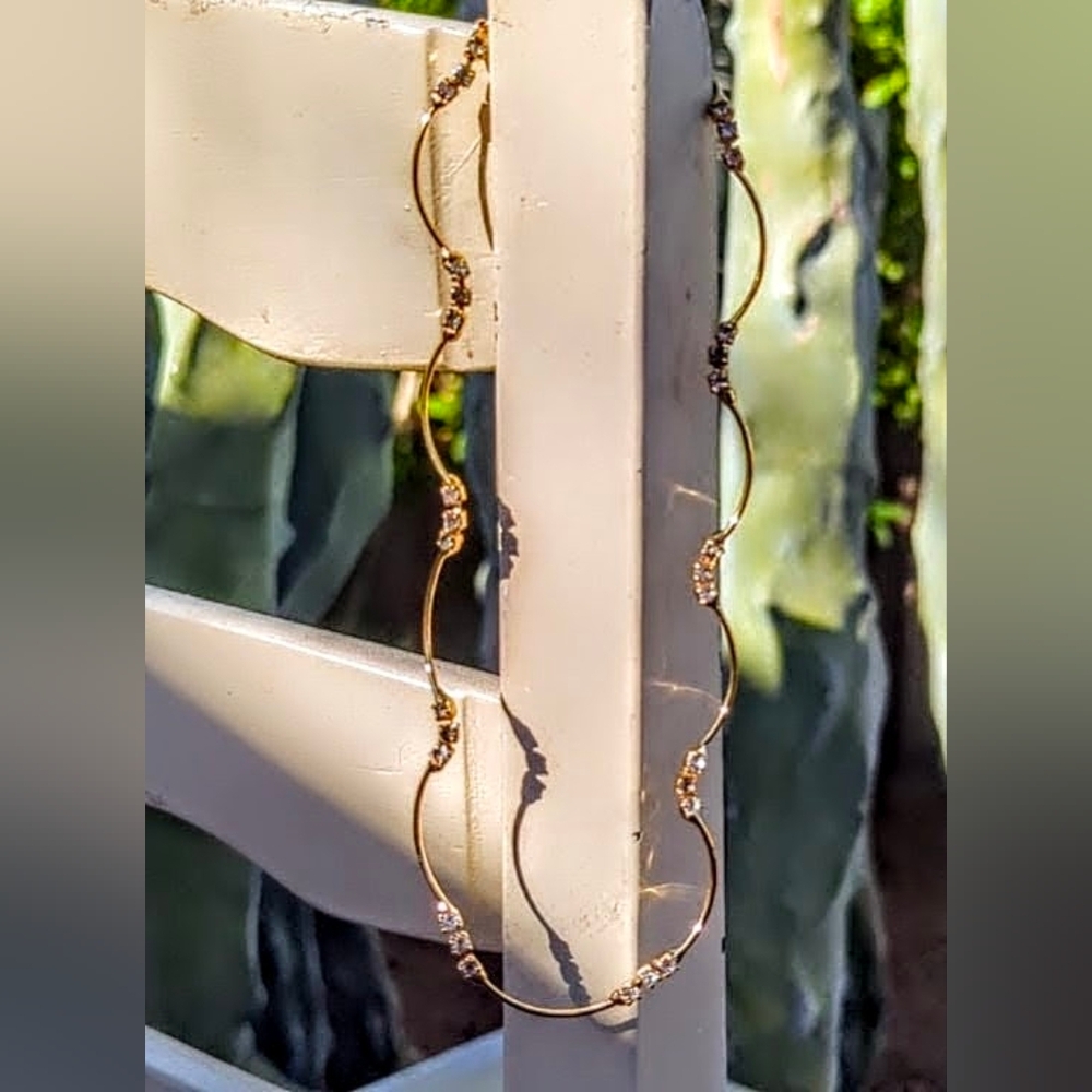 Vintage Park Lane Gold Wave Collar Necklace - Rhinestone S-Link Choker